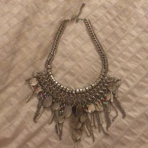 Boho silver necklace